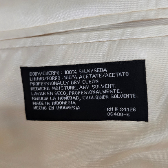 90s Vintage Ivory Single Breasted Double Button Silk Blazer Sports Coat Size 42R - Picture 9 of 10